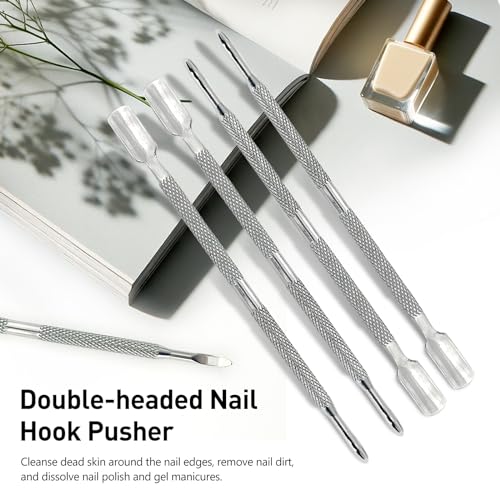 5-Piece Dual-Sided Cuticle Pusher Set - Professional Stainless Steel Manicure Pedicure Nail Care Tools