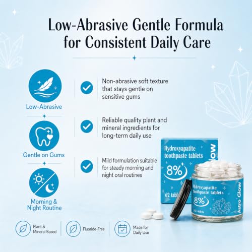 Astro Glow Toothpaste Tablets,8% Nano Hydroxyapatite Toothpaste Tablets,Strengthen & Protect Enamel,Fluoride Free, 62 Pack