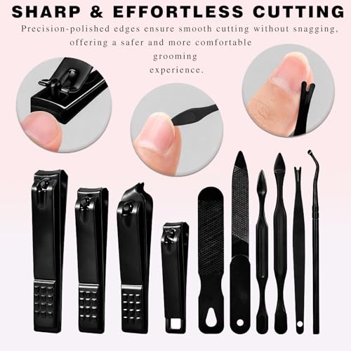 Brown Deluxe 26-Piece Stainless Steel Manicure & Pedicure Grooming Kit with Premium Travel Case