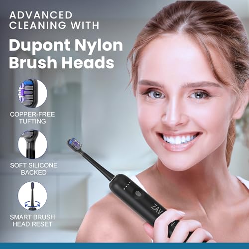Sonic Electric Toothbrush for Adults – Oscillation & Vibration Rechargeable Power Toothbrush with 5 Modes, 6 Brush Heads & Travel Case - 30+ Days Battery Life IPX7 Waterproof- 2Min Smart Timer Black 1 Count (Pack of 1)