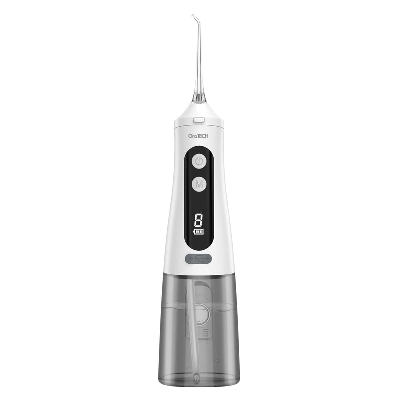 OraTECH Water Dental Flosser, Portable Cordless Oral Irrigator 350ML Rechargeable Travel IPX7 Waterproof Electric Flossing for Teeth Cleaning (White) White