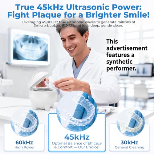 Ultrasonic Retainer Cleaner, 45kHz Cleaning Machine for Retainers, Aligners, Dentures, Mouth Guards & Toothbrush Heads, 180ML Portable Cleaning Pod with 5-Min Auto Cycle