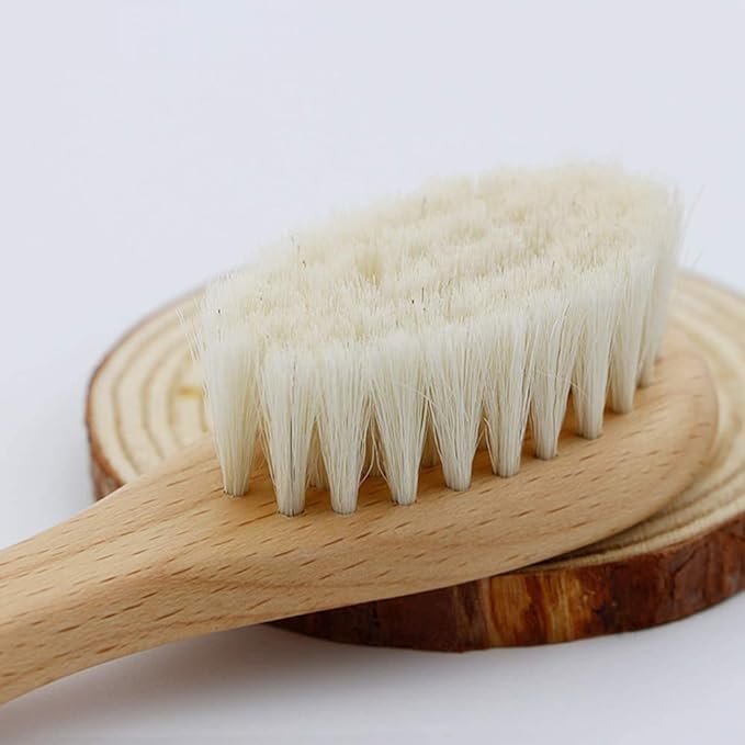 YideaHome Hair Brush, Baby Brush, Comb, Set of 2, Wooden Handle, Newborn, Hair Brush, Toddler Comb, Goat Hair, Natural Wood, Scalp Massage, Newborn, Baby, Baby Shower, Gift - BeesActive Australia