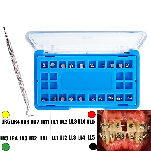 Dental Orthodontic Self-Ligating Metal Bracket Passive Dental Metal Braces with Open Tools Slot (ROTH 022 3 with HOOKS) ROTH 022 3 with HOOKS