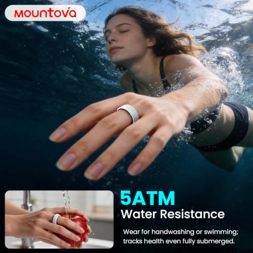 MounTova-T3-Ring, 2026 Ceramic Smart Ring for Men & Women, Sleep Activity Tracker, Heart Rate Stress & Mood Monitor, Gesture Control, IP68 Waterproof, No Subscription, iOS & Android (White, Size 11) White 11"