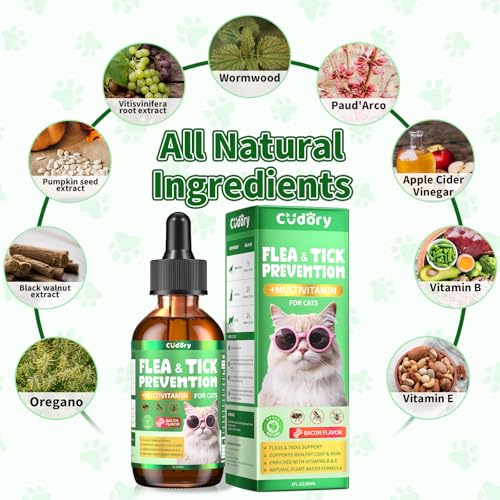 Flea & Tick Support for Cats 500 Crunchy & Creamy Chews Flea & Tick Support for Cats – Natural Herbal Drops with Multivitamin