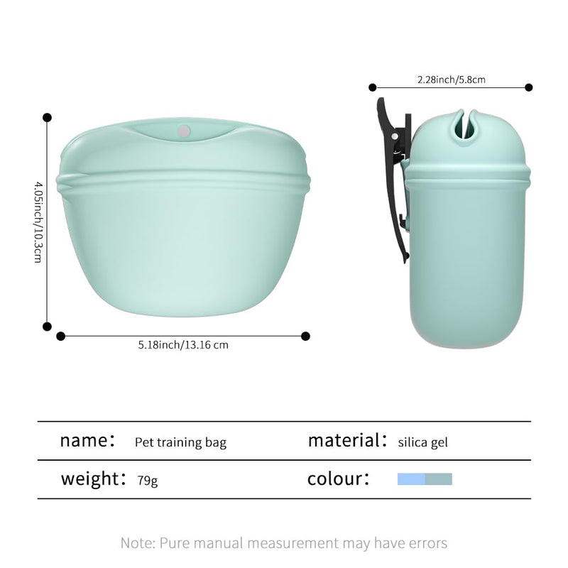 2 Pcs Silicone Dog Treat Pouch,Portable Dog Training Pouch for Treats with Magnetic Closure and Clip,Snacks and Treats to Take Along With Your Dog When Walking(Sky Blue + Light Green) - BeesActive Australia