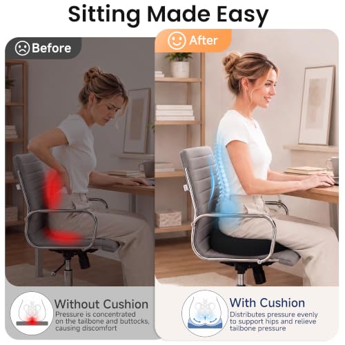 CloudBliss Donut Pillow Stadium Seat Cushion for Tailbone Pain Relief and Hemorrhoids, Memory Foam Seat Chair Cushion, Portable Seat Cushions for Bleachers, Car, Home & Office Black X-Large