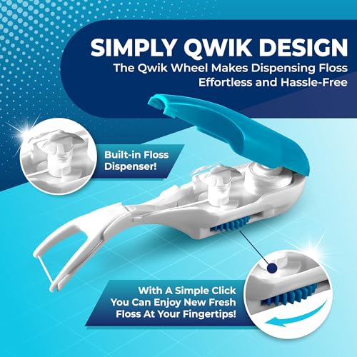 Bundle with 2 Refills Packs– Automatic and Reusable Dental Flosser | Easy Click-to-Use Solution for Plaque Removal, Clean Teeth, and Fresh Breath (3 Items,1-Year Supply)