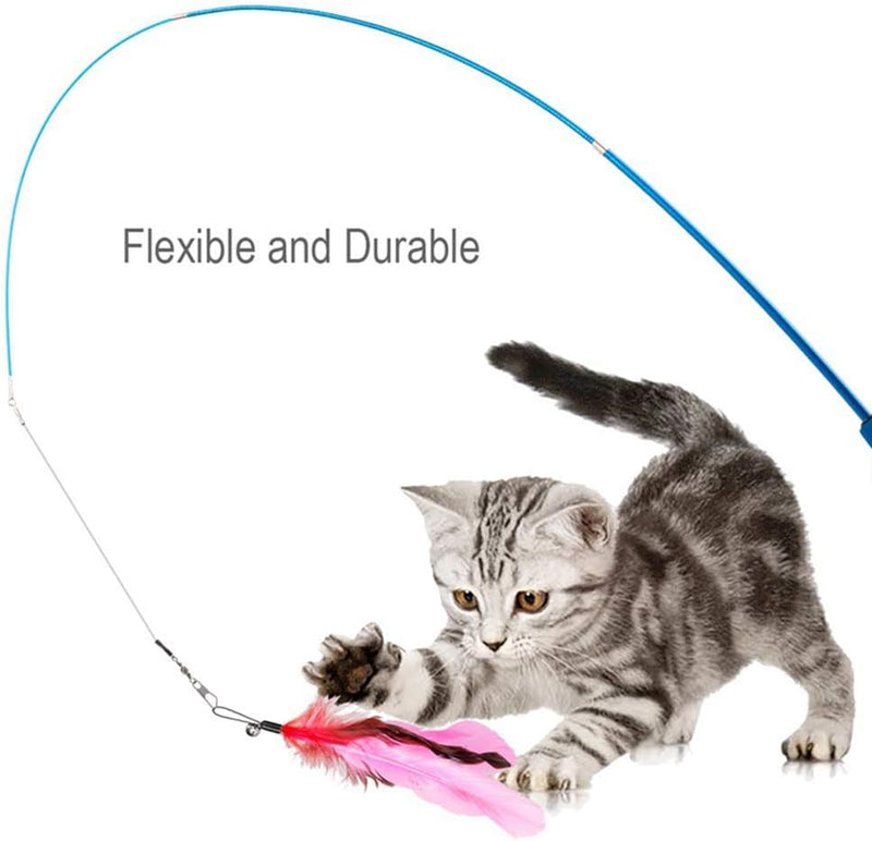 Retractable Cat Wand, Interactive Catcher Teaser Cat Toy 3-Section Teaser Cat Wand Fishing Pole Toy Exerciser for Cat and Kitten (Not Include Replacement) - BeesActive Australia