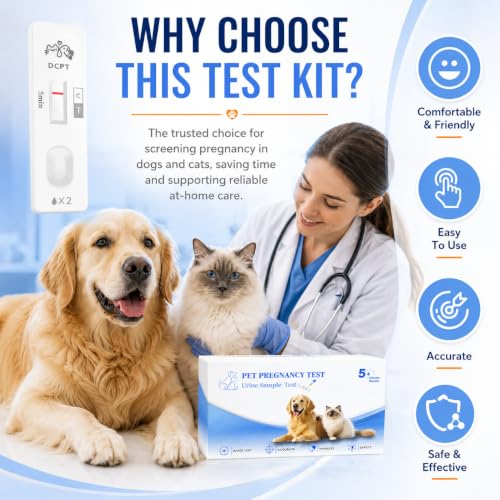 Dog & Cat Pregnancy Test Kit (2 Pack), Reliable Accurate Urine Test, 10 Minute Fast Readings, Gentle Non-Invasive Home Test for Household Pets 2 Pack