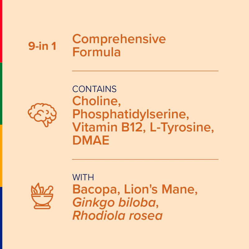 Stop Aging Now - Brain Supplement Complex - with Ginkgo Biloba, Lion's Mane, Bacopa, and DMAE - 60 Vegetarian Capsules - Advanced Blend