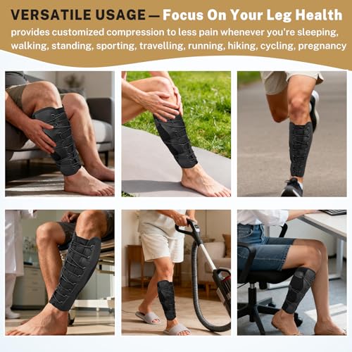 Calf Brace w/ 20-30mmHg Calf Compression Sleeve, Shin Splint Relief Black