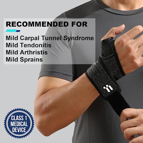 Carpal Tunnel Wrist Brace, Soft Thumb Opening for All-Day Wear & Support Black (Right)