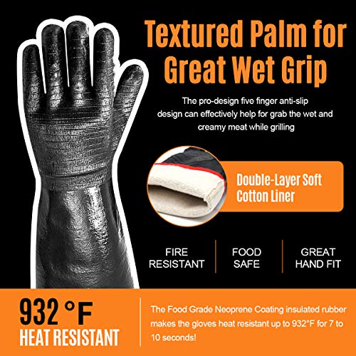 Schwer Heat Resistant BBQ Glove for Oven & Fryer Smoker, CR8000, 14inch 1 Pair