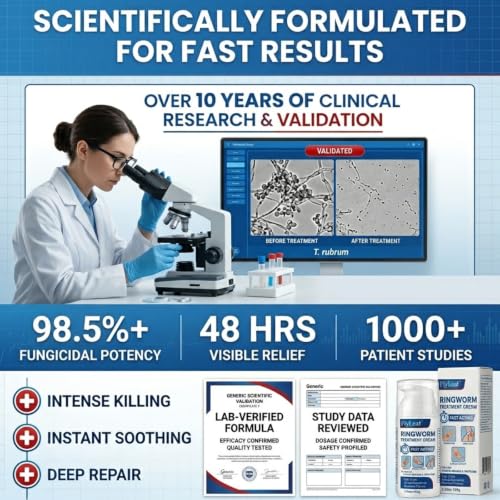 Antifungal Ringworm Treatment Cream, - Miconazole Nitrate 2% Antifungal Cream for Humans - For Fast Itch Relief, Jock Itch & Athlete's Foot - Cream with Ceramides & Tea Tree Oil, Non-Greasy, 3.53oz