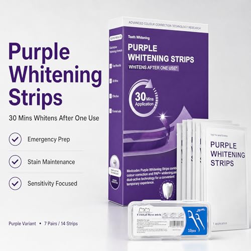 Purple Teeth Whitening Strips, 14 Treatments, Pap, Peroxide-Free
