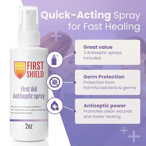 First Aid Antiseptic Spray – Wound Care Cleanser with Benzalkonium Chloride for Minor Cuts, Scrapes and Burns – Gentle Skin Cleanser – 2 oz Bottles, 6-Pack 6-Count