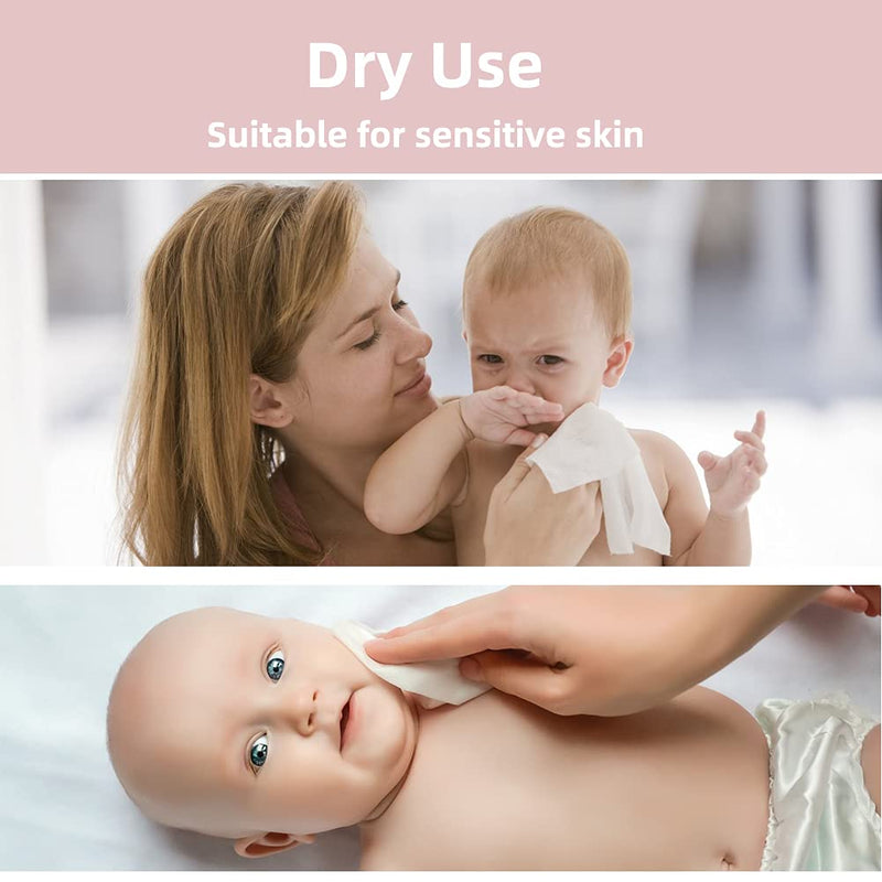 Baby Dry Wipe,100% Cotton,dry wipe cotton tissues,baby sensitive skin,taking care of baby skin,7.9 x 4.7 in 6-Pack (600 Count) Unscented 100 Count (Pack of 6) - BeesActive Australia
