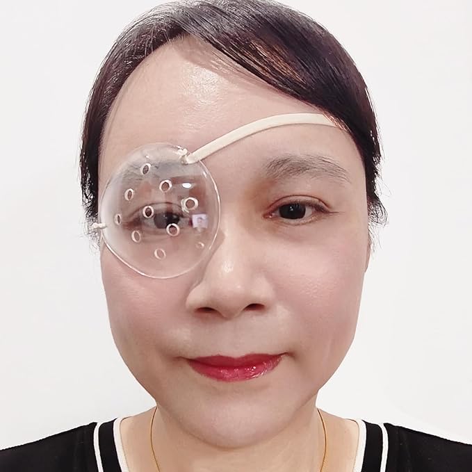 AMZVIO 2pcs Eye Shield After Cataract Surgery, Clear Eye Patch Plastic Hard Shield with Extended Elastic Strap Longer & Wider for Adults Eyes Protective After Cataract Surgery(Beige)