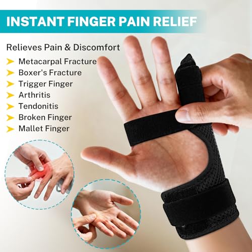 Pinky Finger Splint - Metacarpal Splint - 4th & 5th Finger Brace Black