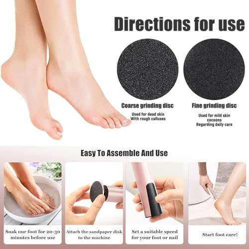 Rechargeable Electric Foot Callus Remover, Pedicure Tools for Feet, Electric Foot File, Heel Scraper for Cracked Heels, Calloused Feet Remover Tool (Pink) Pink