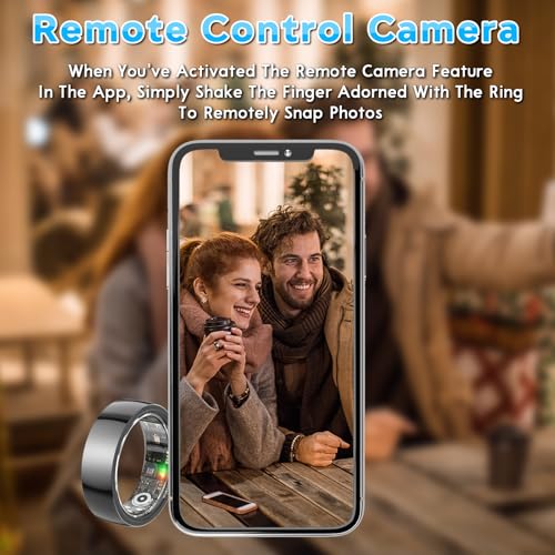 Smart Health Ring,Fitness Rings Tracker with Blood Pressure Monitor Heart Rate Blood Oxygen Sleep Monitor IP68 Waterproof Step Counter Calorie Tracker Health Rings for Women Men Android iOS Phones Black 7