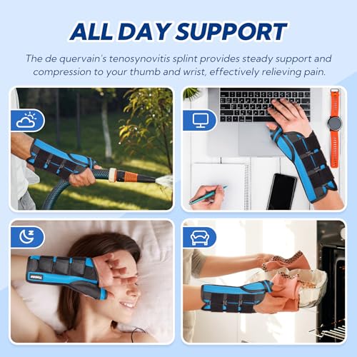 Thumb Spica Splint, De Quervain's Tenosynovitis Brace, Carpal Tunnel Wrist Brace with Thumb Support, Wrist and Thumb Brace for Trigger Thumb, Arthritis, Wrist Fractures, Injuries, Right-S S