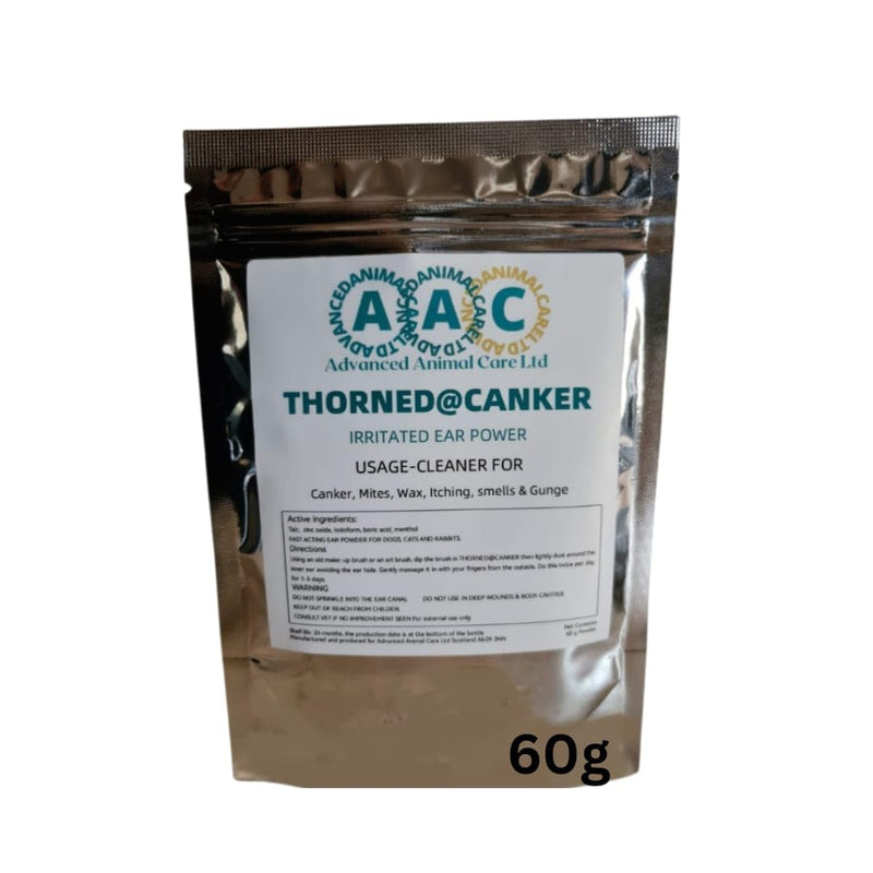 Thorned@Canker 30g, 60g, 120g For Ears & Paws. Itchy, Inflammed,Sore, Waxy, Dirty, Smelly Canker/Mites Treatment For Dogs Cats Rabbits (60.00, Grams)