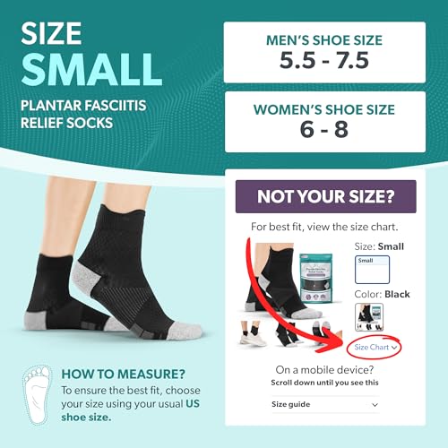 BraceAbility Plantar Fasciitis Support Bundle - Compression Socks and Dorsal Night Splint for Day or Night Foot Drop, Heel and Achilles Pain Relief (Small)