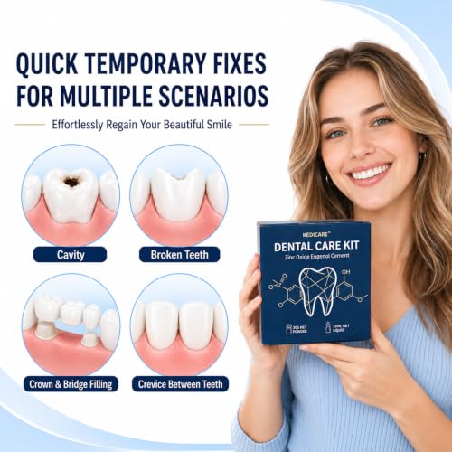Zinc Oxide Eugenol Dental Cement Care Kit, Instant Tooth Filling Dental Glue Kit, High Strength Self-Curing, Home Oral Temporary Tooth Repair