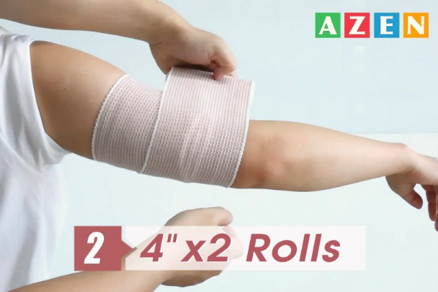 AZEN Premium 8 Pack Elastic Bandage Wrap (2x2", 2x3", 2x4", 2x6"), Compression Wrap Bandage for Legs, Ankle, Knee, Tummy, Body, Latex-Free, Lymphedema Wraps for Legs Mix 8p (2+3+4+6) 2 Inch, 3 Inch, 4 Inch, 6 Inch
