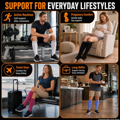 Doc Miller Open Toe Compression Socks, 20-30 mmHg, Knee High, Men & Women X-Large Black