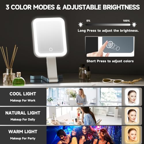 Mocado 20X/1X Magnifying Mirror with Light Travel Makeup Mirror with Lights Blue
