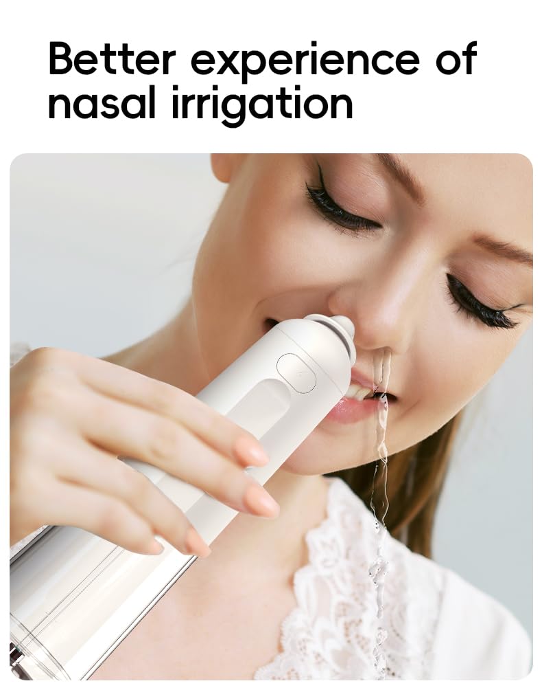 Neti Pot Sinus Rinse, Cordless Electric Nasal Irrigation System, Nose Cleaner,Nasal Rinse Bottle, Nasal Rinse Kit，3 Modes 2 Jet with 300ml, with 30 Wash Salt Packets for Adult & Kid