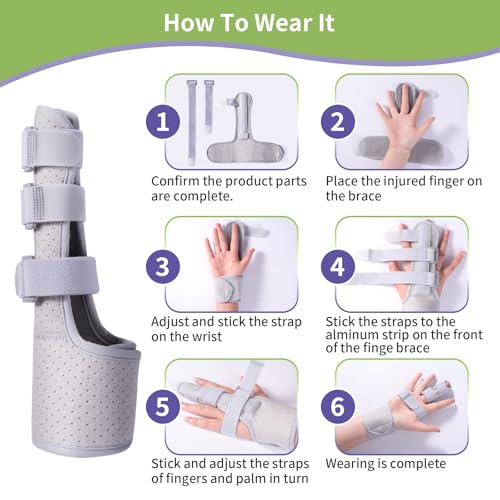 Trigger Finger Splint, Finger Brace Joint Stabilizer, Hand Brace with finger Support, Pinky Middle Pointer Fingers Splint, Broken Fingers Splint Single Grey 1
