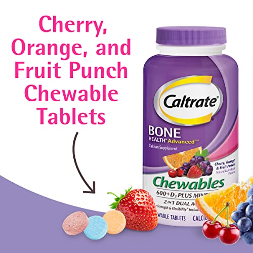 Caltrate Chewables 600 Plus D3 Vitamin D and Calcium Supplement, 90 Count 90 Count (Pack of 1)