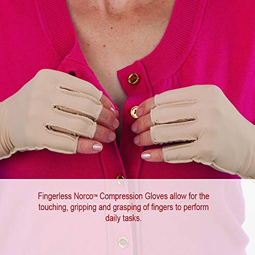 Norco Therapeutic Compression Edema Glove Helps Swelling and Arthritis Pain for Women and Men. Fingerless. Soft Stretchy Fabric for Warmth. Outside Seams for Greater Comfort. Right X-Small Youth.
