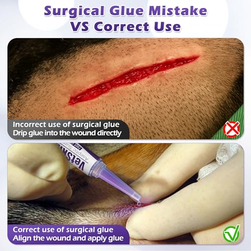 1 Pack 1ml Veterinary Surgical Skin Glue with 10 Applicators 1 1 ml