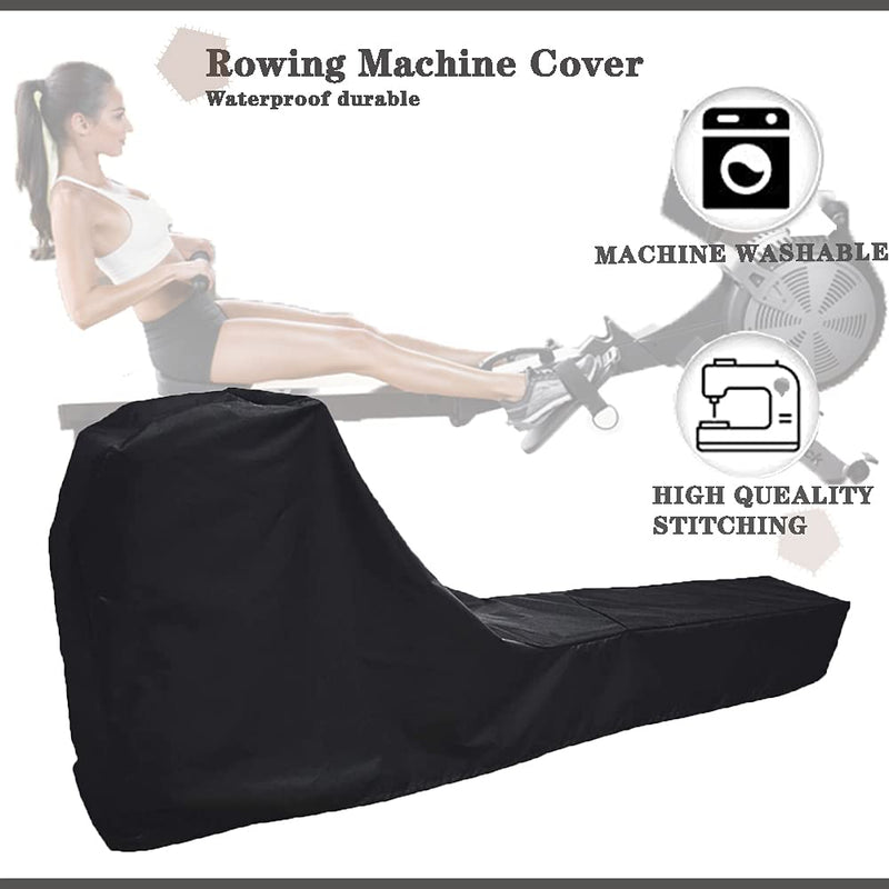 J&C Rowing Machine Cover, 420D Heavy Duty Fitness Equipment Protective Cover, Dust Cover fot Folding Water Rowing Machine 300lb Weight Capacity Concept 2 Rowing Machine Waterproof 95x24x40inch Black