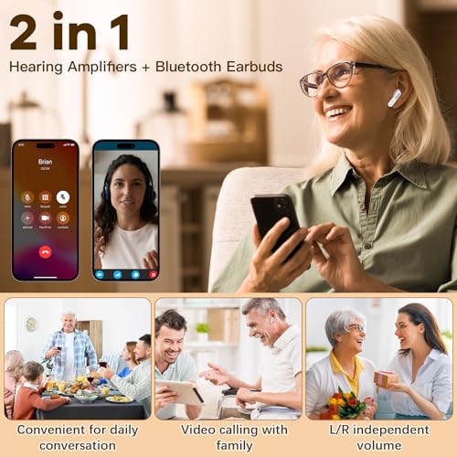 eppfun Hearing Aids for Seniors, Rechargeable Hearing Aids with Bluetooth, Hearing Amplifier for the Hearing Loss