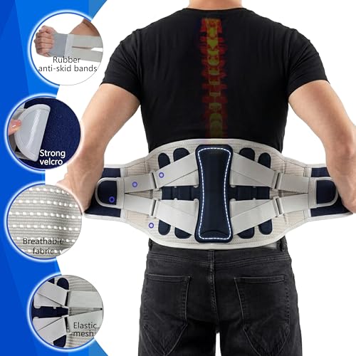 Back Brace for Lower Back Pain Relief from Herniated Disc, Sciatica & Scoliosis, Ergonomic Adjustable Breathable Lumbar Support Belt for Women & Men, Wide Area Support with Enhanced 3D Support Strips M(Fits waist 27"-34")