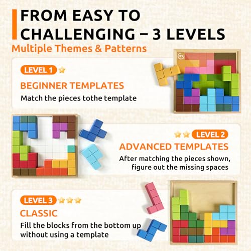 Wooden Tile Matching Game for Seniors with Dementia, 40 Patterns