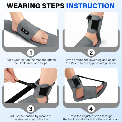 SPRING SEAON Adjustable Plantar Fasciitis Night Splint with Dorsal Support Grey