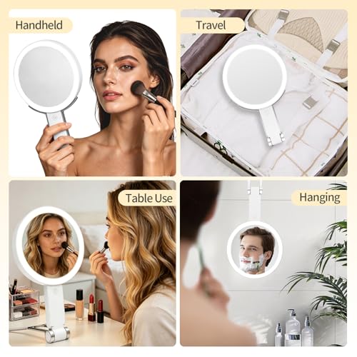 Travel Makeup Mirror with Lights, Rechargeable 30X/1X Magnifying Mirror White 5"L x 3"W