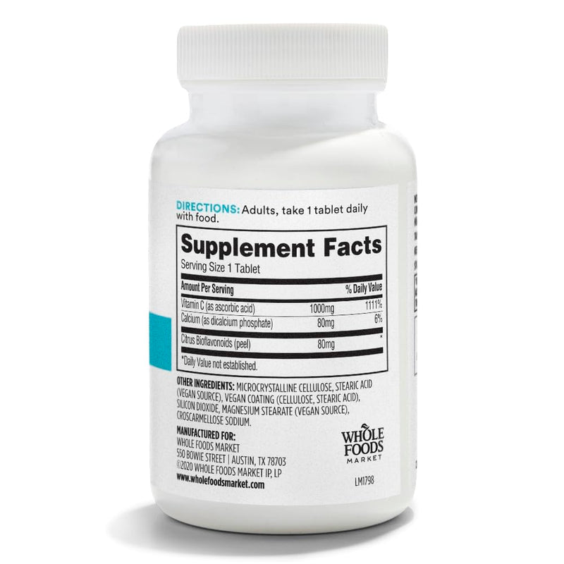 365 by Whole Foods Market, High Potency Vitamin C+, 80mg Citrus Bioflavonoids, Vegan, 100 Tablets 100 Count (Pack of 1)