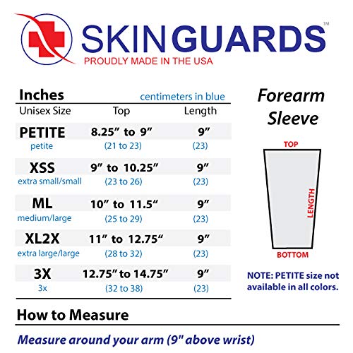 Skin Guards Skin Protection Forearm Sleeves - Made in USA - Pair X-Large-XX-Large Shadow Garden