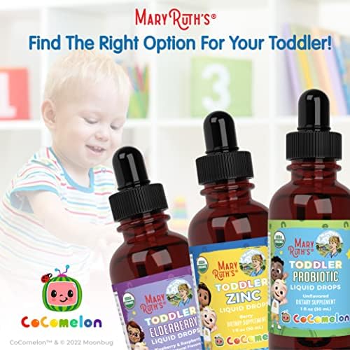 MaryRuth's Organic Toddler Probiotic Liquid Drops, Sugar Free, Ages 1-3 | 5 Probiotic Strains, 150 Million CFU Per Serving, USDA Organic, Sugar Free, Vegan