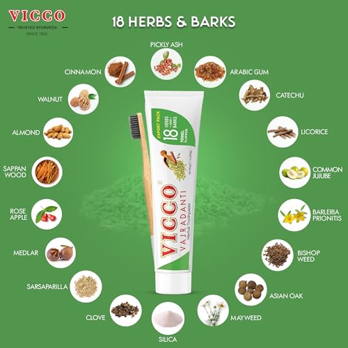 Vicco Vajradanti Fennel Ayurvedic Herbal Toothpaste - 70 Year Legacy of Ayurveda, with 18 Ayurvedic Herbs & Barks, Fluoride-Free - 7 oz (3 Pack)