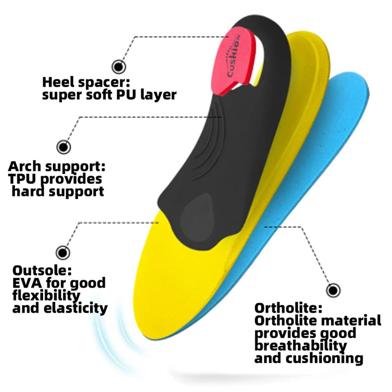 VALSOLE Heavy Duty Support Pain Relief Orthotics - 220+ lbs Plantar Fasciitis High Arch Support Insoles for Men Women, Flat Feet Orthotic Insert, Work Boot Shoe Insole, Absorb Shock with Every Step MEN 9-9 1/2 | WOMEN 11-11 1/2--(278mm) Blue-xva227